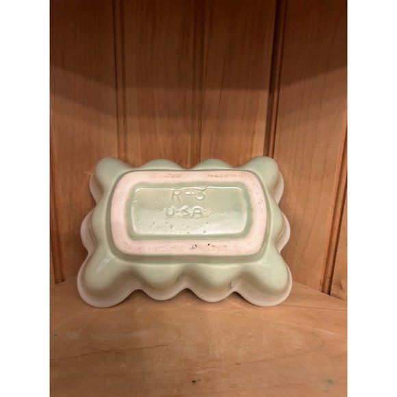 Vintage Indoor Mid Century Green Drip Glaze Planter Pottery Made in USA - Picture 5 of 5